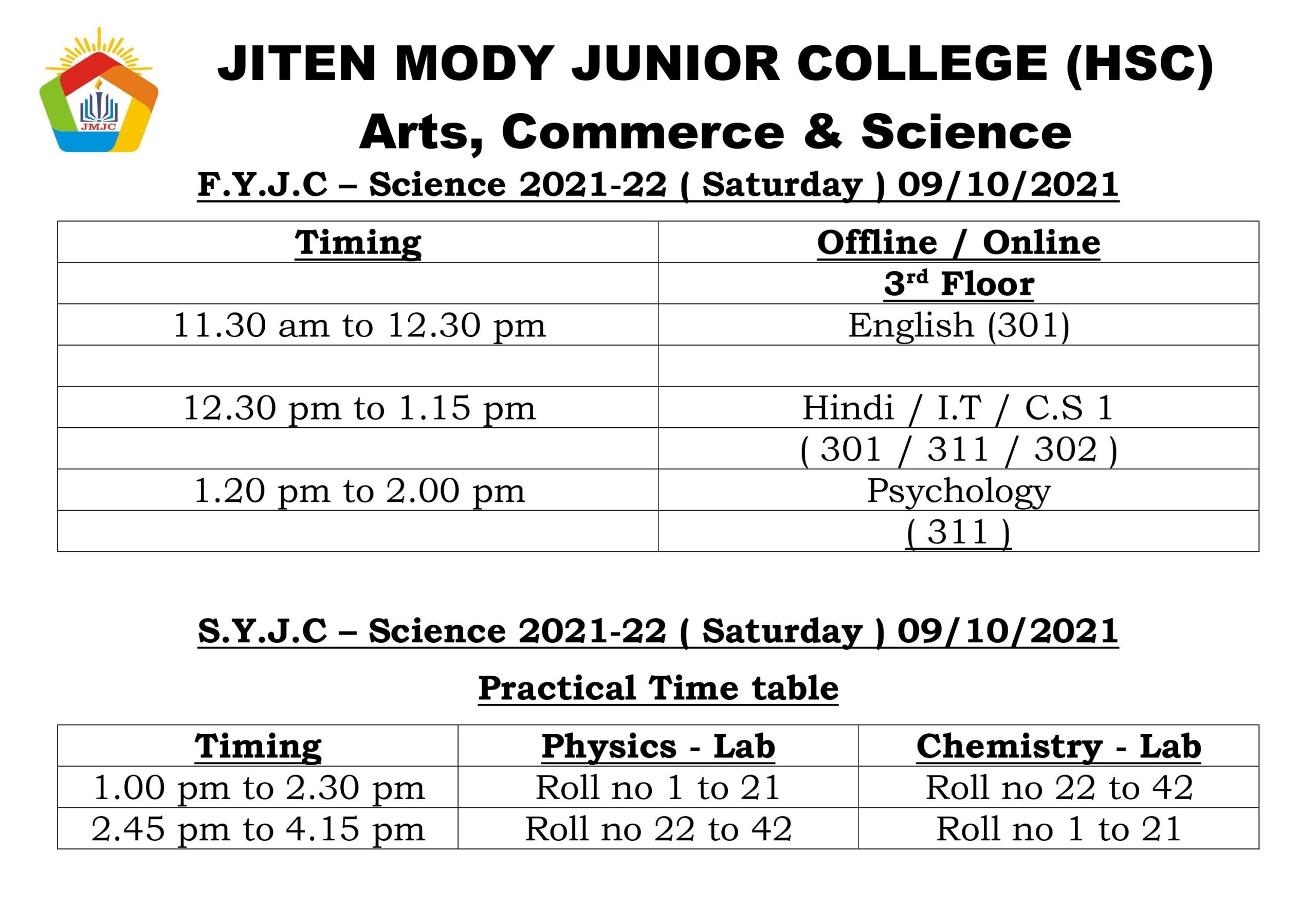 jmjc online timetable jiten mody jr college3